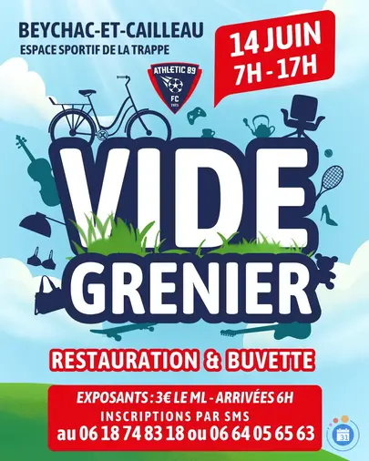 Affiche Vide-grenier Beychac-et-Caillau dimanche 14 juin 2026 (33750)