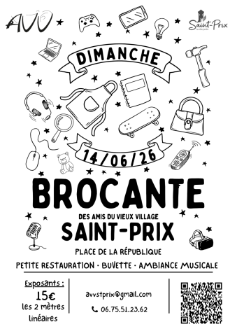 Affiche Brocante des Amis du Vieux Village - Saint-Prix - Val-d'Oise