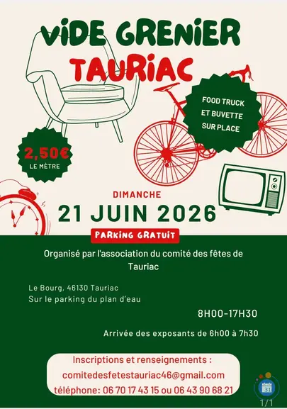 Affiche Vide-grenier Tauriac dimanche 21 juin 2026 (46130)