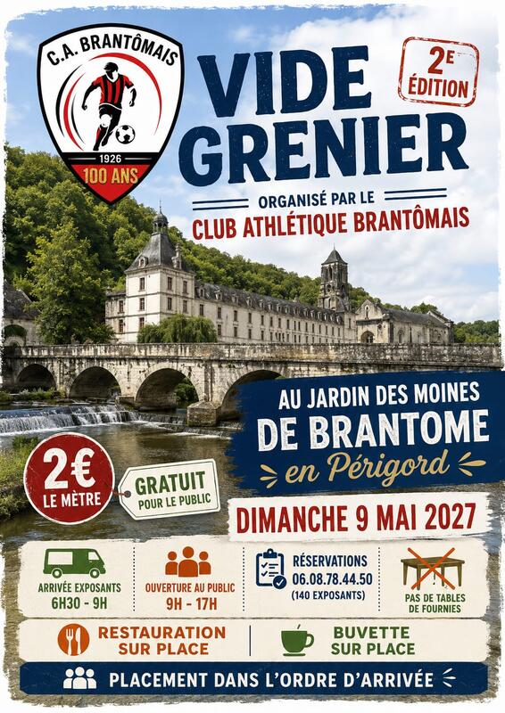 Affiche Vide-grenier du Club Athlétique Brantômais à Brantôme