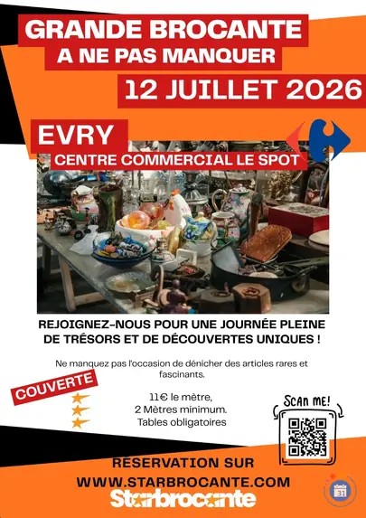Affiche Grande brocante Évry-Courcouronnes dimanche 12 juillet 2026 (91000)