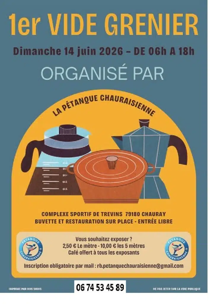Affiche 1er Vide-grenier Chauray dimanche 14 juin 2026 (79180)