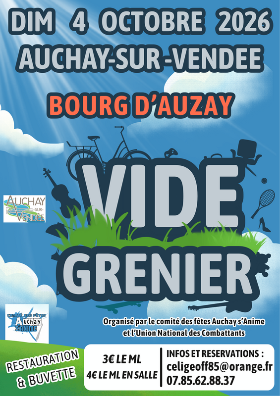 Affiche Vide-grenier du bourg d'Auzay à Auchay-sur-Vendée