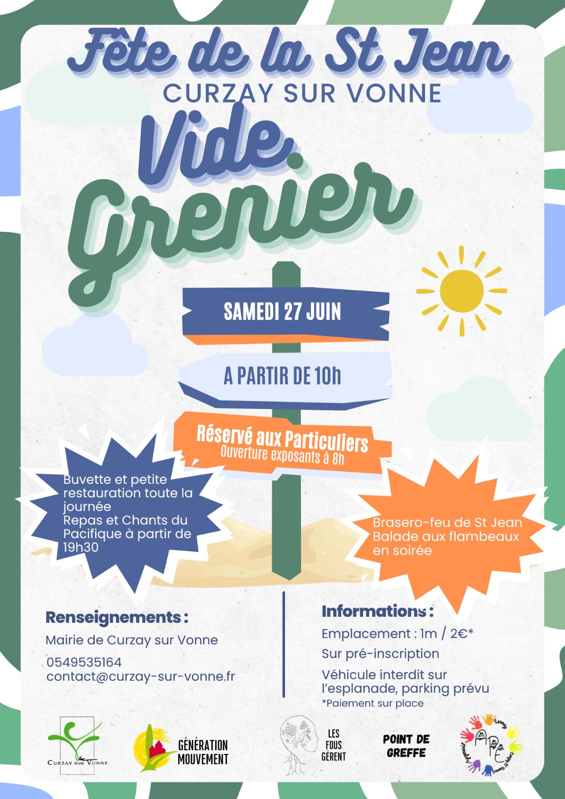 Affiche Vide-grenier Fête de la Saint Jean Curzay-sur-Vonne samedi 27 juin 2026 (86600)