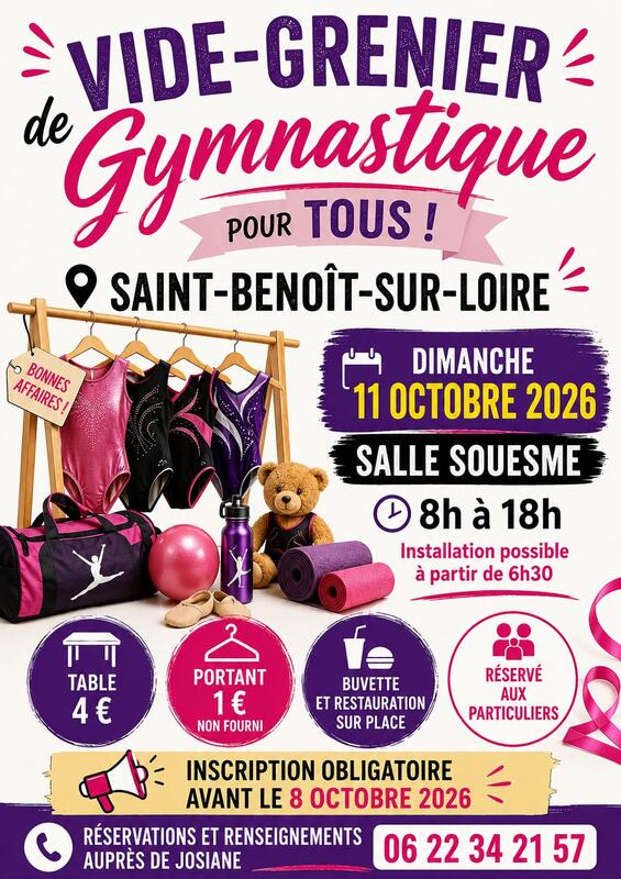 Affiche Vide-grenier de Gymnastique pour tous à Saint-Benoît-sur-Loire