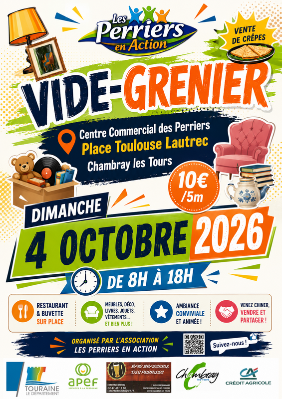 Affiche Vide-grenier des Perriers en Action à Chambray-lès-Tours
