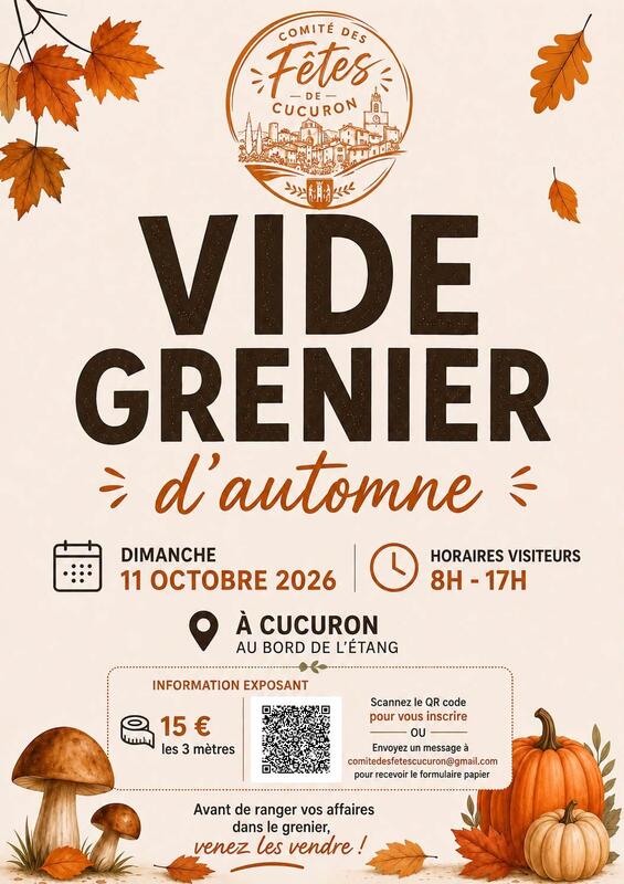 Affiche Vide-grenier d'automne du comité des fêtes à Cucuron