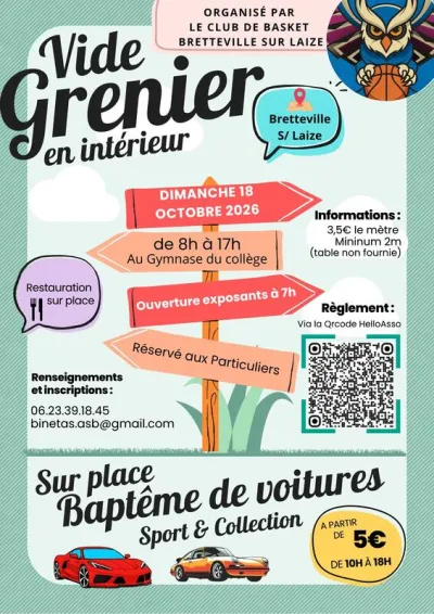 Affiche Vide-grenier en intérieur du club de basket à Bretteville-sur-Laize