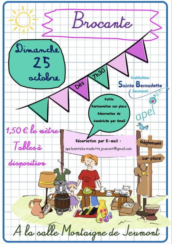 Affiche Brocante de l'APEL Sainte-Bernadette à Jeumont
