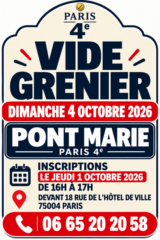 Affiche Vide-grenier du Pont Marie à Paris 4e