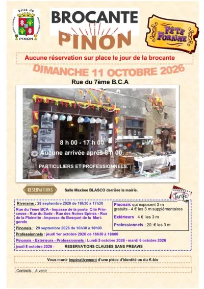 Affiche Brocante et fête foraine de Pinon