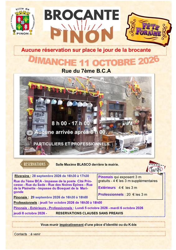 Affiche Brocante et fête foraine de Pinon