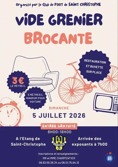 Affiche Vide-grenier brocante Saint-Christophe dimanche 5 juillet 2026 (17220)