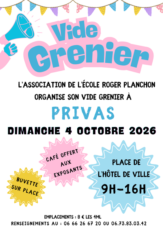 Affiche Vide-grenier de l'école Roger Planchon à Privas