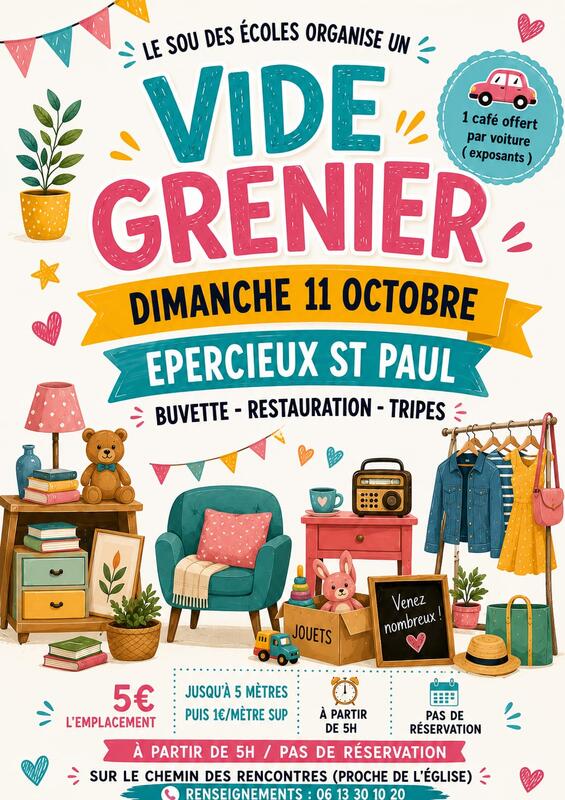Affiche Vide-grenier du Sou des écoles à Épercieux-Saint-Paul
