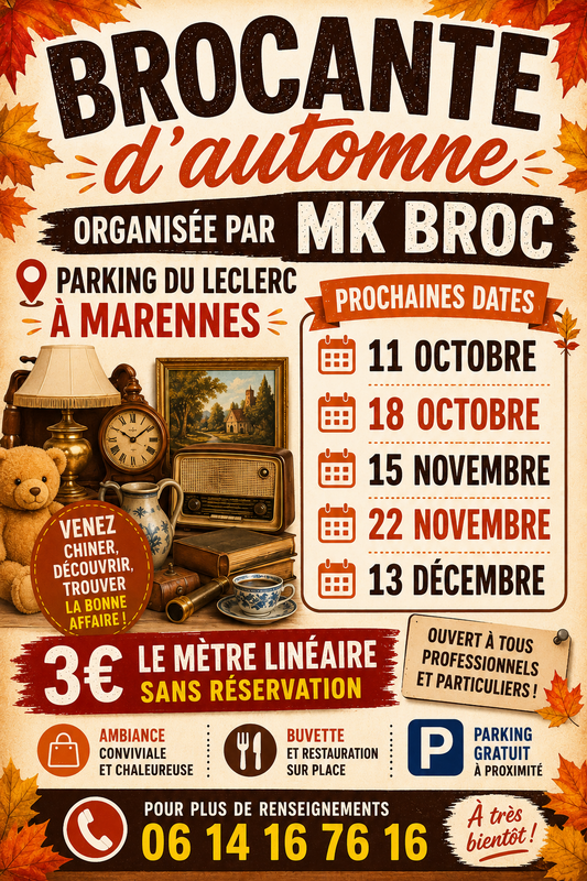 Affiche Brocante d'automne de MK Broc à Marennes