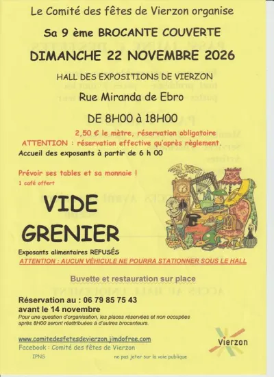 Affiche Brocante couverte du Comité des fêtes à Vierzon