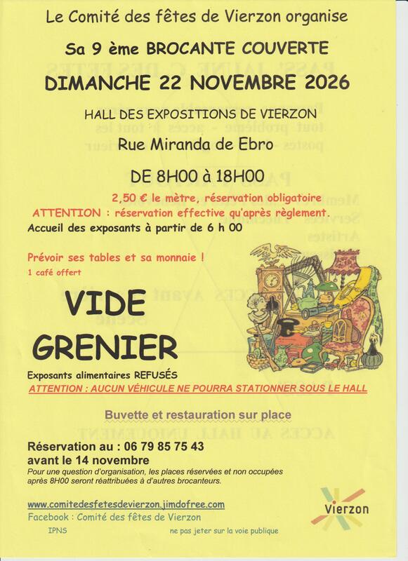 Affiche Brocante couverte du Comité des fêtes à Vierzon