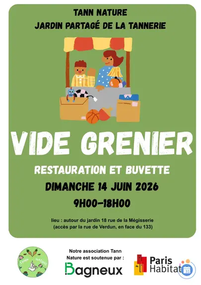 Affiche Vide-grenier Tann Nature Bagneux dimanche 14 juin 2026 (92220)