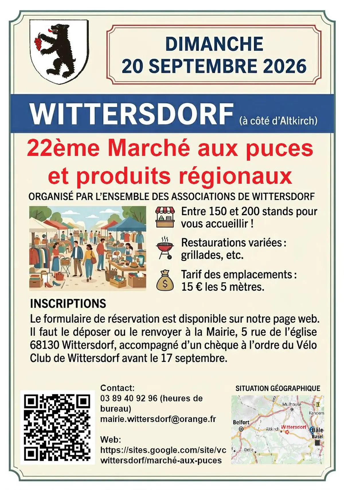 Affiche Marché aux puces Wittersdorf dimanche 20 septembre 2026 (68130)