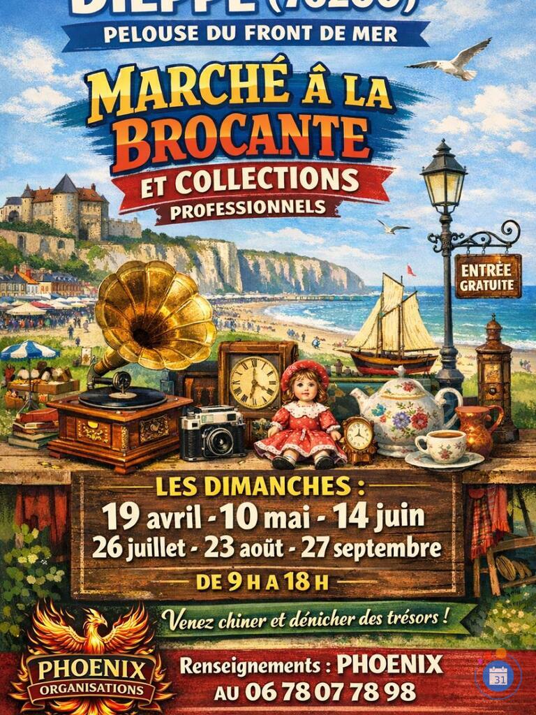 Affiche Brocante et collections Dieppe Front de Mer dimanche 27 septembre 2026 (76200)