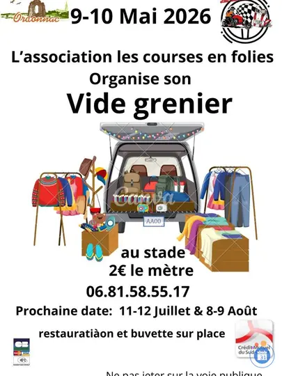 Affiche Vide-grenier Ordonnac samedi 11 et dimanche 12 juillet 2026 (33340)