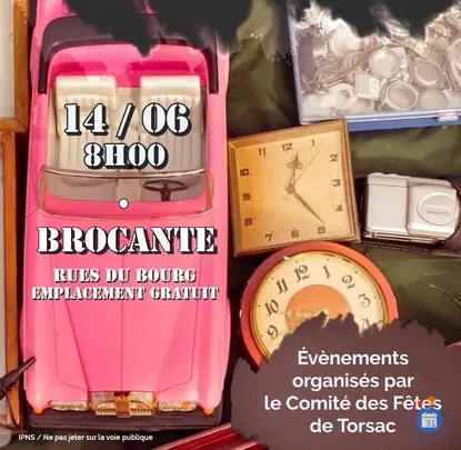 Affiche Brocante Torsac dimanche 14 juin 2026 (16410)