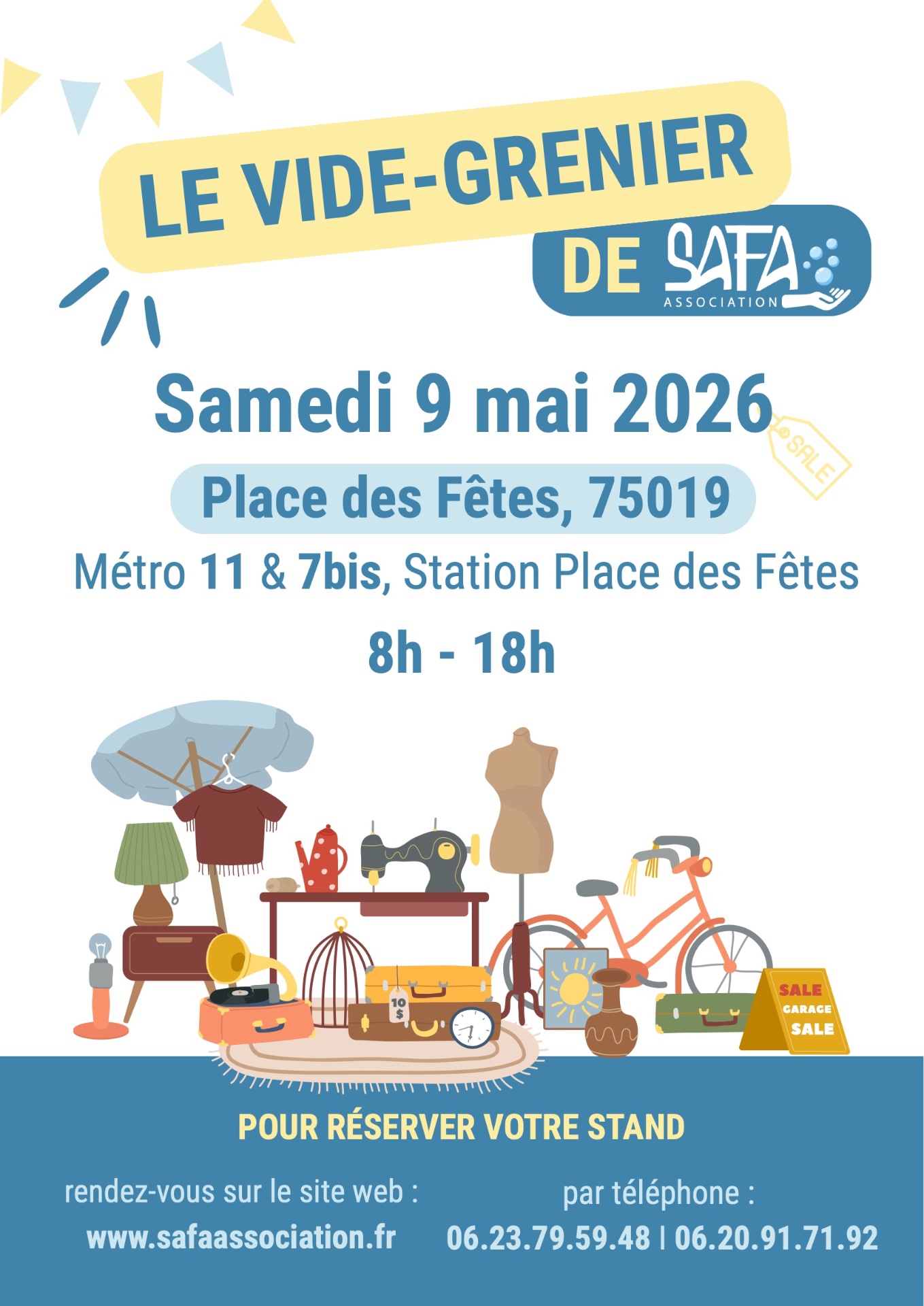 Affiche Vide-grenier SAFA Place des Fêtes Paris 19ème samedi 9 mai 2026 (75019)