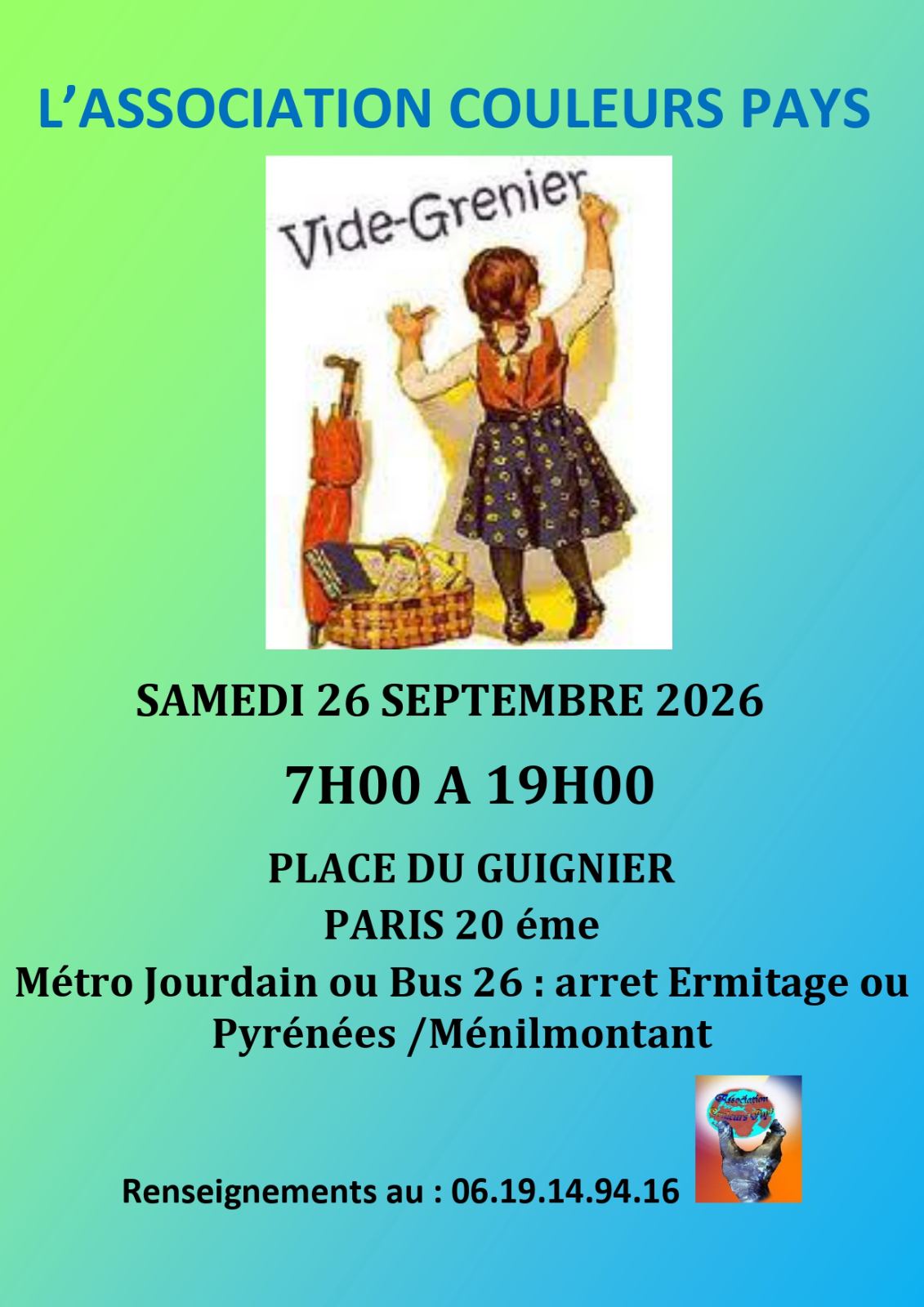 Affiche Vide-grenier place du Guignier Paris 20e samedi 26 septembre 2026 (75020)