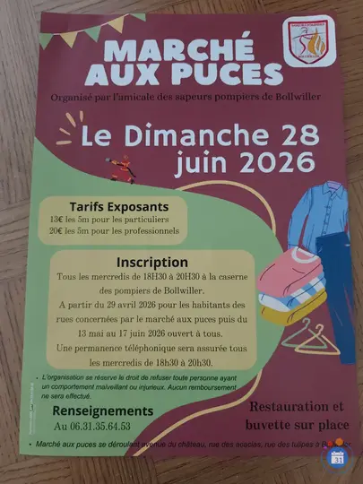 Affiche Marché aux puces Bollwiller dimanche 28 juin 2026 (68540)