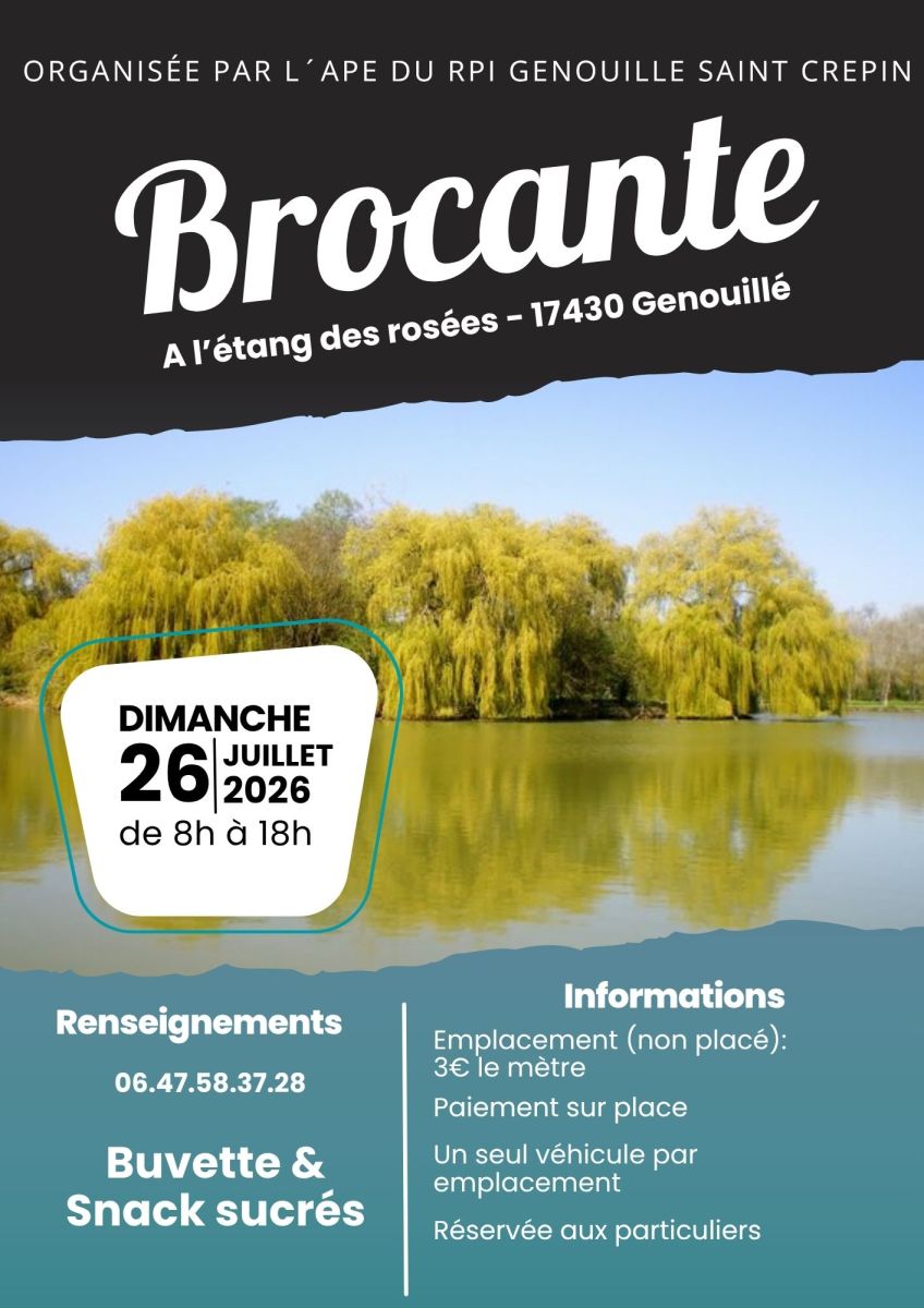 Affiche Brocante Genouillé dimanche 26 juillet 2026 (17430)