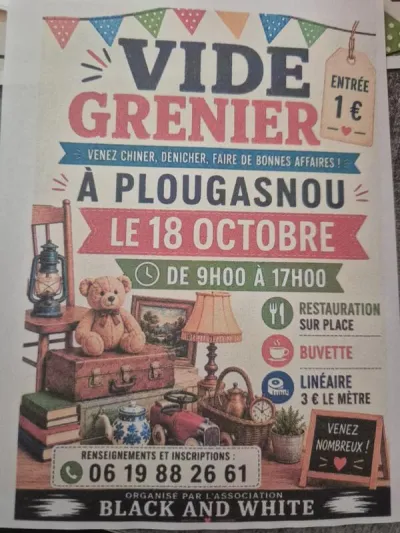 Affiche Vide-grenier de l'association Black and White à Plougasnou