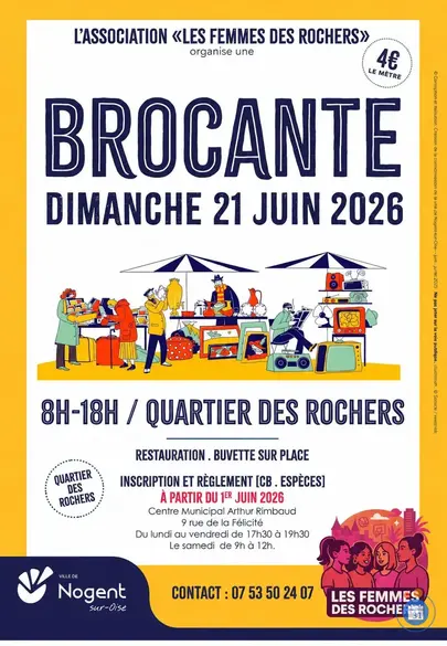 Affiche Brocante quartier des Rochers Nogent-sur-Oise dimanche 21 juin 2026 (60)