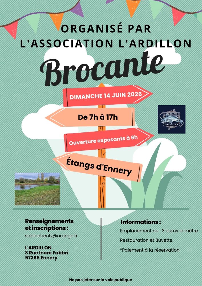 Affiche Brocante Ennery dimanche 14 juin 2026 (57365)
