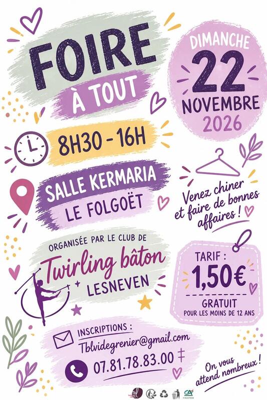 Affiche Foire à tout du club de twirling bâton au Folgoët