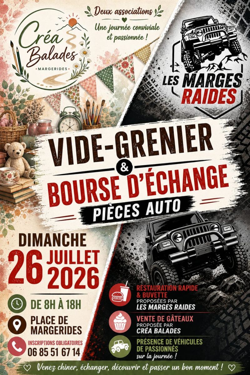 Affiche Vide-grenier Margerides dimanche 26 juillet 2026 (19200)