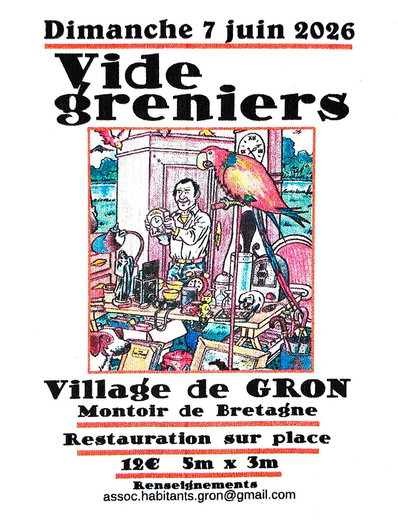 Affiche 31e Vide-greniers du Village de Gron - Montoir-de-Bretagne - Loire-Atlantique