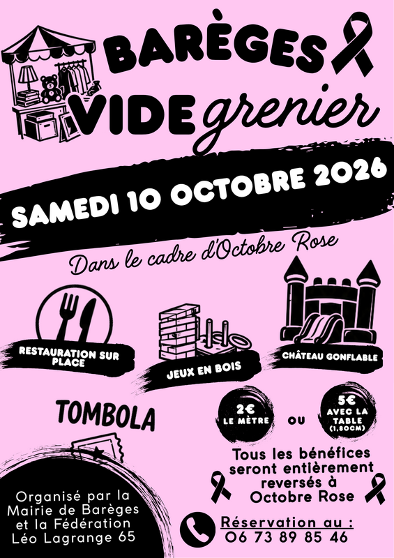 Affiche Vide-grenier d'Octobre Rose à Barèges