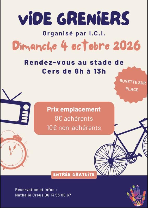 Affiche Vide-greniers de l'association I.C.I. à Cers