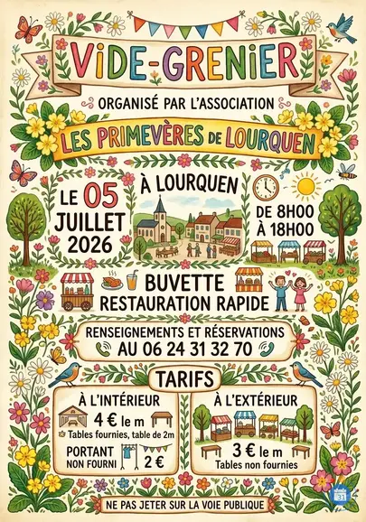 Affiche Vide-grenier Lourquen dimanche 5 juillet 2026 (40250)