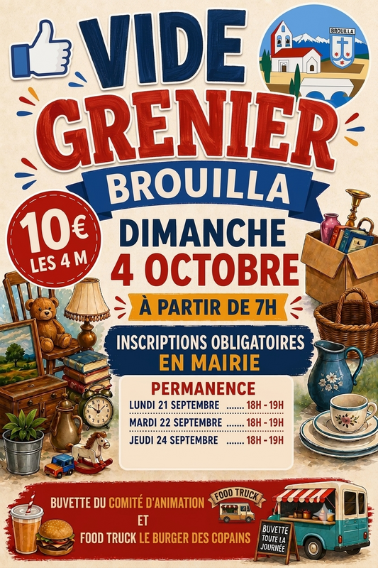 Affiche Vide-grenier du comité d'animation de Brouilla