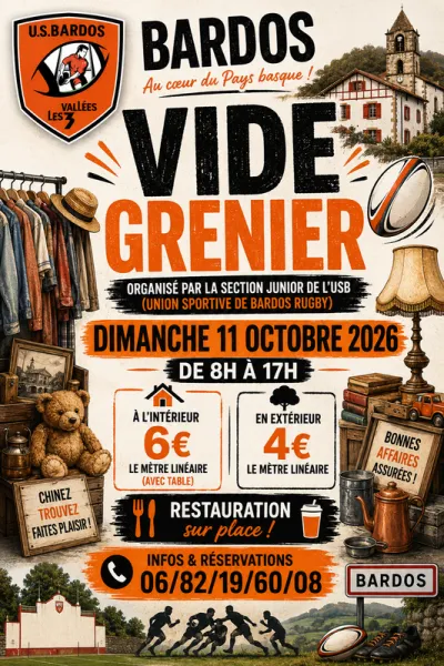 Affiche Vide-grenier de l'USB rugby à Bardos