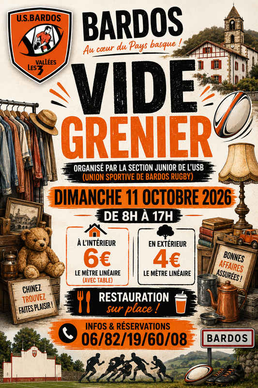 Affiche Vide-grenier de l'USB rugby à Bardos