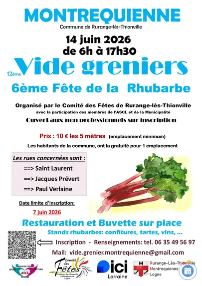 Affiche Vide-greniers Montrequienne Rurange-les-Thionville dimanche 14 juin 2026 (57310)