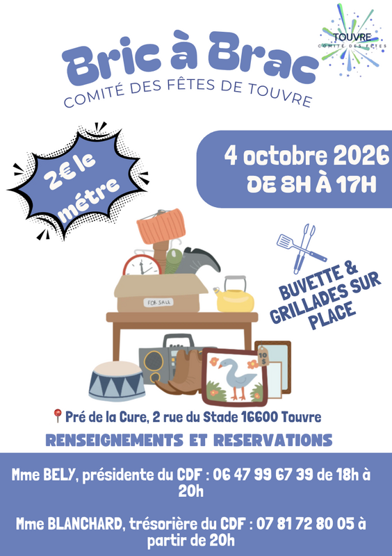 Affiche Bric-à-brac du Comité des fêtes de Touvre