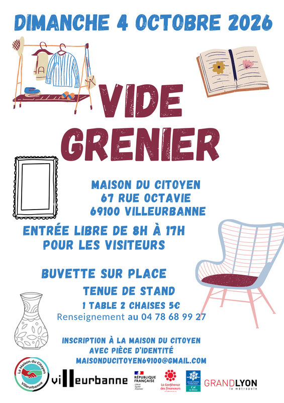 Affiche Vide-grenier de la Maison du Citoyen à Villeurbanne