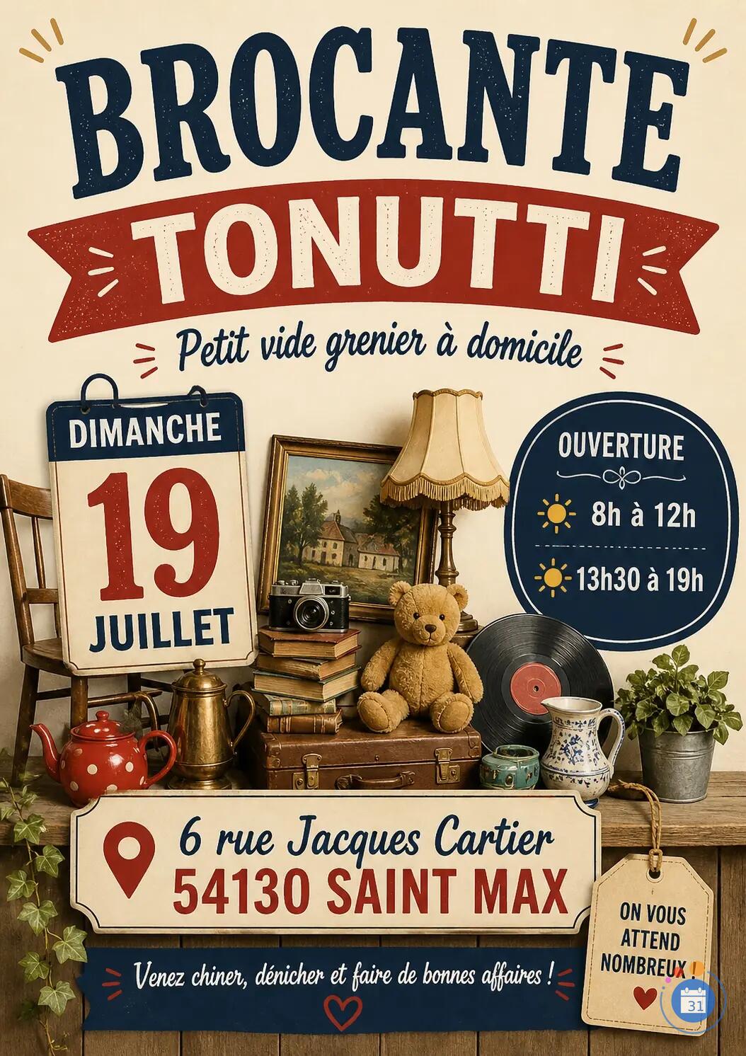Affiche Brocante Saint-Max dimanche 19 juillet 2026 (54130)