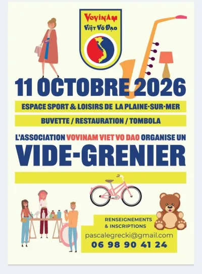 Affiche Vide-grenier du Vovinam Viet Vo Dao à La Plaine-sur-Mer
