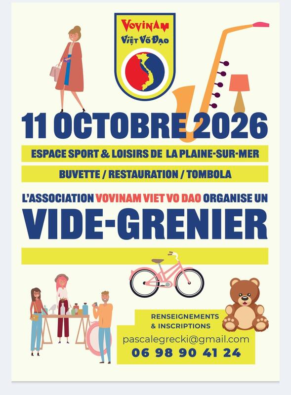 Affiche Vide-grenier du Vovinam Viet Vo Dao à La Plaine-sur-Mer