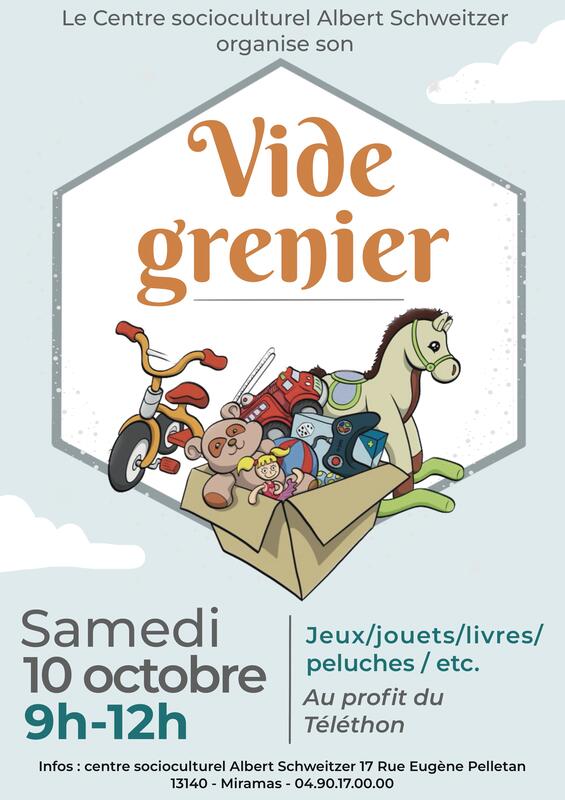 Affiche Vide-grenier du centre socioculturel Albert Schweitzer à Miramas